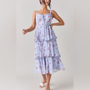 Francesca’s Blue Floral Tiered Dress